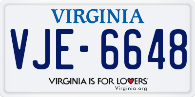 VA license plate VJE6648