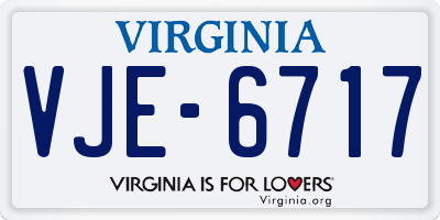 VA license plate VJE6717
