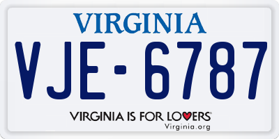 VA license plate VJE6787