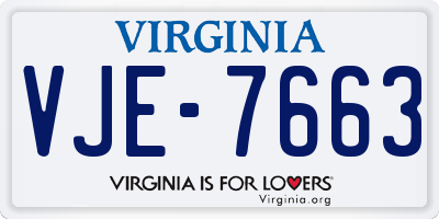 VA license plate VJE7663