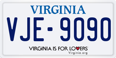 VA license plate VJE9090
