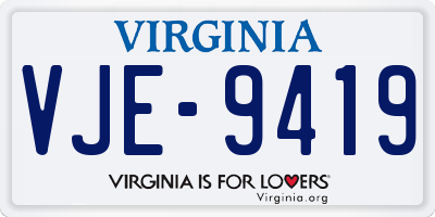 VA license plate VJE9419