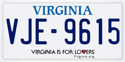 VA license plate VJE9615