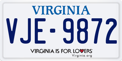 VA license plate VJE9872