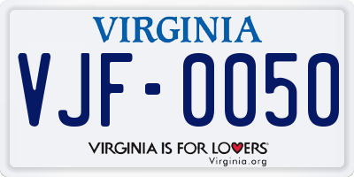 VA license plate VJF0050
