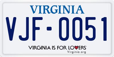 VA license plate VJF0051