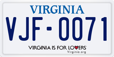 VA license plate VJF0071