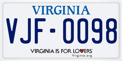 VA license plate VJF0098