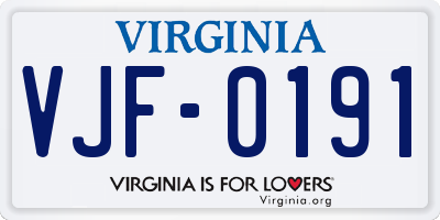 VA license plate VJF0191