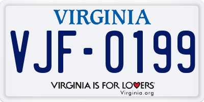 VA license plate VJF0199