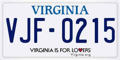 VA license plate VJF0215