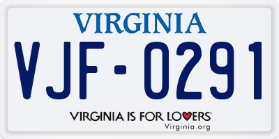 VA license plate VJF0291