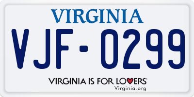 VA license plate VJF0299