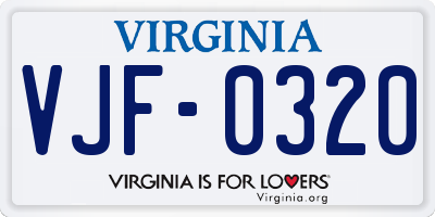 VA license plate VJF0320