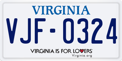 VA license plate VJF0324