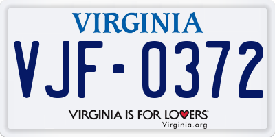VA license plate VJF0372