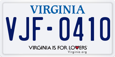 VA license plate VJF0410