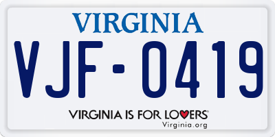 VA license plate VJF0419