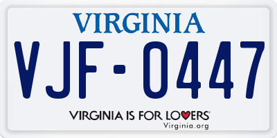 VA license plate VJF0447
