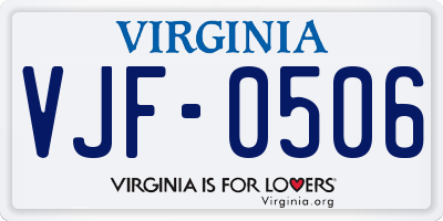 VA license plate VJF0506