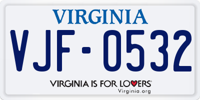 VA license plate VJF0532