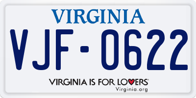 VA license plate VJF0622