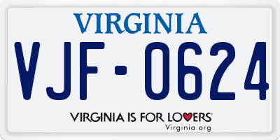 VA license plate VJF0624