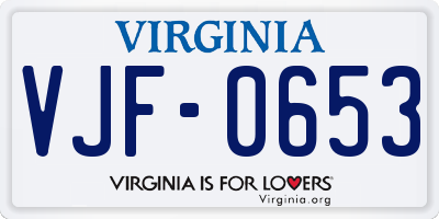 VA license plate VJF0653