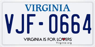 VA license plate VJF0664