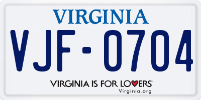 VA license plate VJF0704