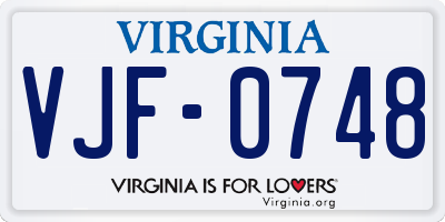 VA license plate VJF0748