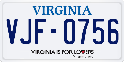 VA license plate VJF0756