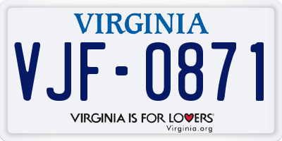 VA license plate VJF0871