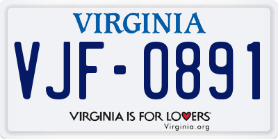 VA license plate VJF0891