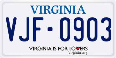 VA license plate VJF0903