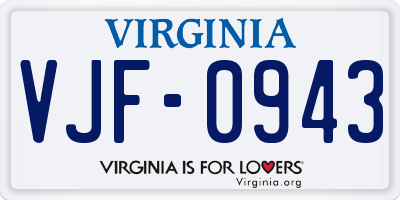 VA license plate VJF0943