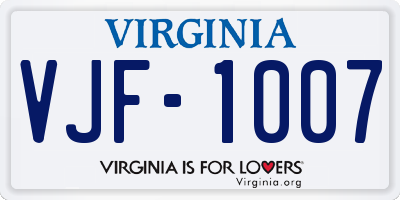 VA license plate VJF1007