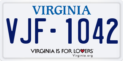 VA license plate VJF1042
