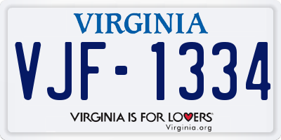 VA license plate VJF1334