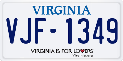 VA license plate VJF1349