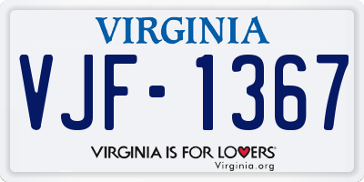 VA license plate VJF1367