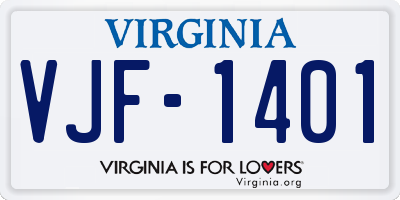 VA license plate VJF1401