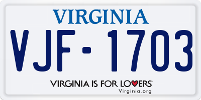 VA license plate VJF1703