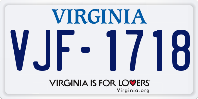 VA license plate VJF1718