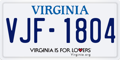 VA license plate VJF1804