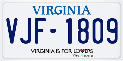 VA license plate VJF1809