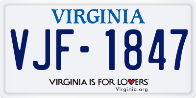 VA license plate VJF1847