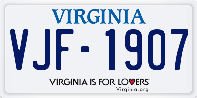 VA license plate VJF1907
