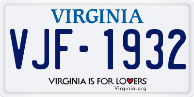 VA license plate VJF1932