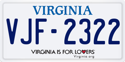 VA license plate VJF2322
